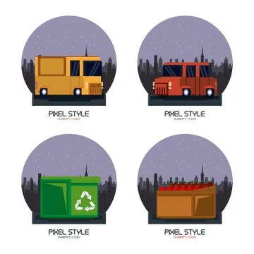 Pixel style elements Stock Illustration