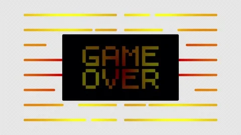 A pixel style game over message in orange on black. Stock Footage 337079676