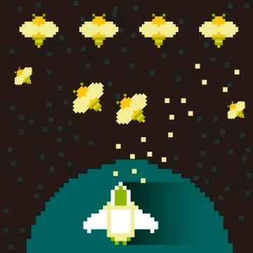 Pixel style illustration concept of computer games Stock Illustration