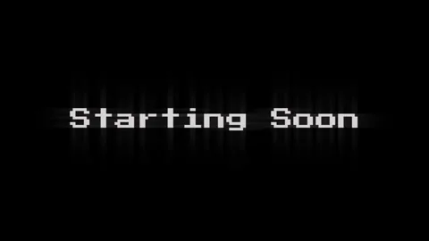 Pixel style Starting Soon glitch text on black background Stock Footage 317019622