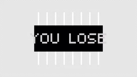 A pixel style you lose message on transparent background Stock Footage 337079547