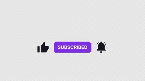 Pixel Subscribe Like Bell Animation Purple Dark 4K Alpha Channel Video stock 342969037