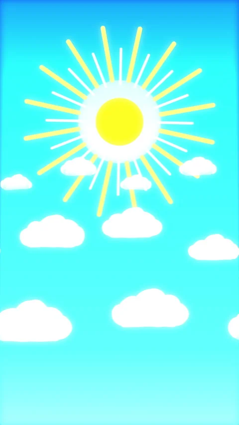 Pixel sun clouds sky animation loop weather day sunshine blue yellow Stock Footage 346642981