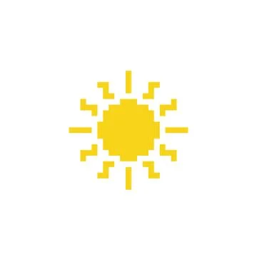 Pixel sun icon vector pixel element for game Stock Illustration