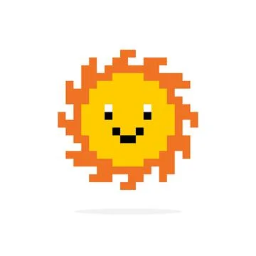 Pixel sun image. Sun pattern for cross stitch and mosaic tile. vector illustr Stock Illustration