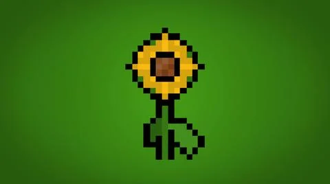 Pixel Sunflower background - high res 8 bit wallpaper Stock Illustration
