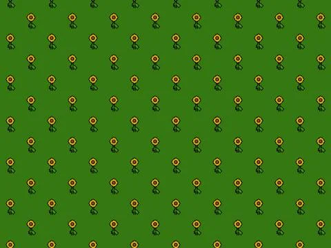 Pixel Sunflower background - high res seamless pattern Stock Illustration