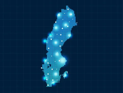 Pixel Sweden map Stock Illustration