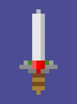 Pixel Sword with Handle and Sharp Blade Vector イラスト素材
