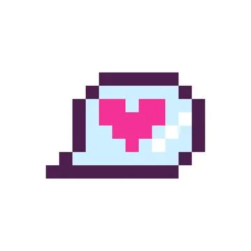Pixel talking bubble, love , 8 bit, retro, y2k pixel icon heart on a comple.. Stock Illustration