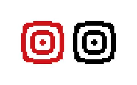 Pixel target icon. Achieving bussines goals illustration symbol. Sign 8bit .. Stock Illustration