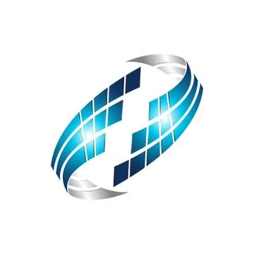 Pixel technology data concept logo template in blue color Stock Illustration