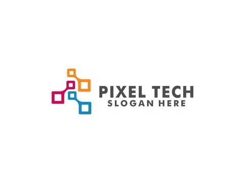 Pixel technology logo designs concept vector, Network Internet logo template Stock Illustration