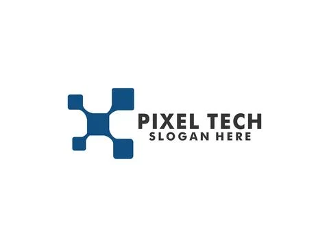Pixel technology logo designs concept vector, Network Internet logo template Stock Illustration