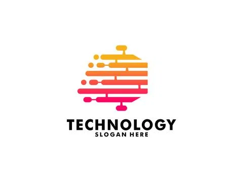 Pixel technology logo designs concept vector, Network Internet logo template Stock Illustration