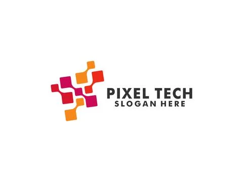 Pixel technology logo designs concept vector, Network Internet logo template Stock Illustration