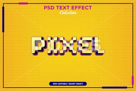 Pixel text effect 3d template psd  PSD Template
