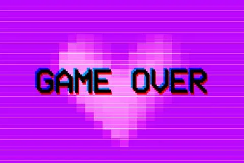 A pixel text Game Over, 3d rendering Stock Illustration