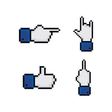 Pixel theme hand gesture sign 库存插图