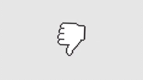 Pixel Thumbs Down Dislike Animation with Transparent Background - 4K Horizontal Stock Footage 342591454
