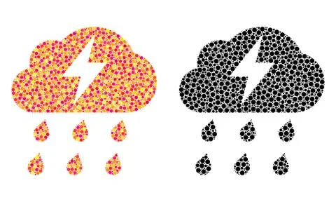 Pixel Thunderstorm Mosaic Icons Illustrazione stock