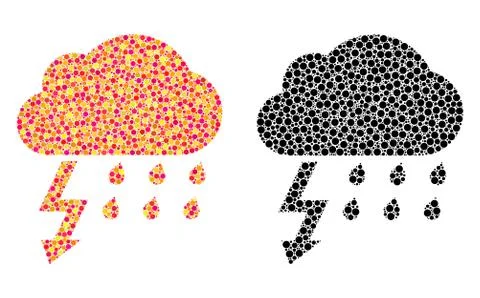 Pixel Thunderstorm Mosaic Icons Illustrazione stock