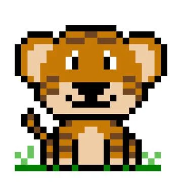Pixel tiger image for 8 bit game assets Illustrazione stock