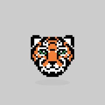 Pixel tiger image. Vector illustration of a cross stitch pattern. Stock Illustration