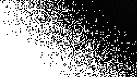 Pixel transition animation with black and white digital block effect. Grunge Stock Footage 340574973
