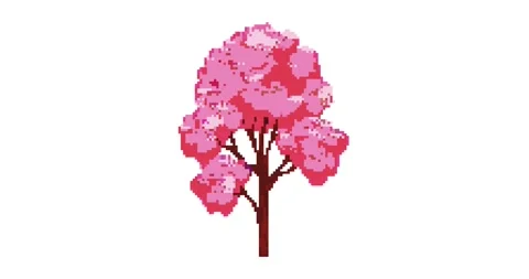 Pixel tree video. Pixel art 8 bit. Pixel animation for video game, old school Stock Footage 221101794