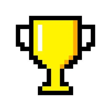 Pixel trophy. Vector Illustration of pixel art. Illustrazione stock