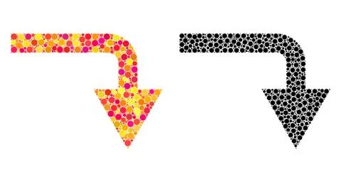 Pixel Turn Down Mosaic Icons Stock Illustration