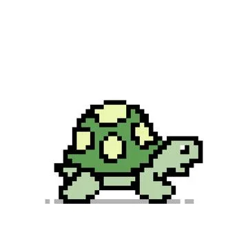 Pixel turtle for 8 bit games. cross stitch pattern vector illustration. Stock Illustration