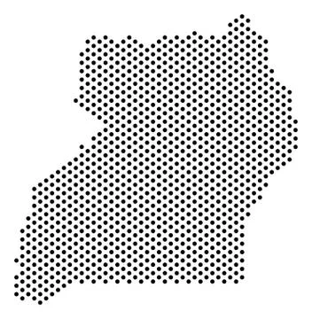 Pixel Uganda Map Illustrazione stock