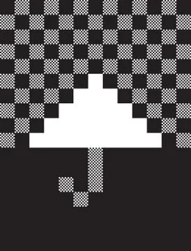 Pixel umbrella Stock Illustration
