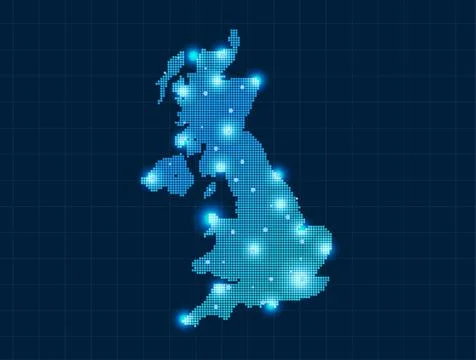 Pixel united kingdom map Stock Illustration