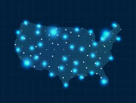 Pixel USA map Stock Illustration