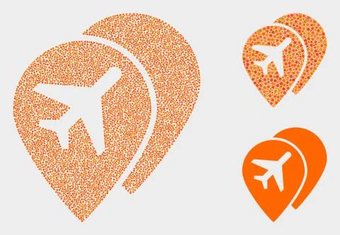 Pixel Vector Airport Map Markers Icons Illustrazione stock