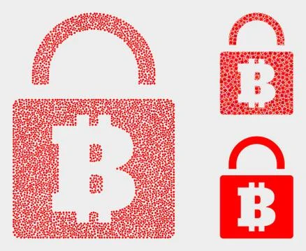 Pixel Vector Bitcoin Lock Icons Stock Illustration