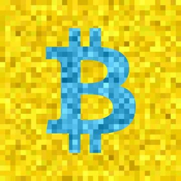 Pixel vector bitcoin symbol Stock Illustration