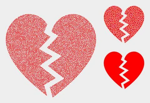 Pixel Vector Broken Heart Icons 스톡 일러스트