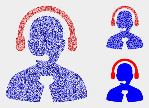 Pixel Vector Call Center Manager Icons Illustrazione stock