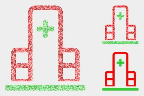 Pixel Vector Clinic Building Icons 스톡 일러스트