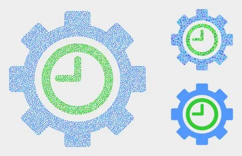 Pixel Vector Clock Settings Gear Icons Illustrazione stock