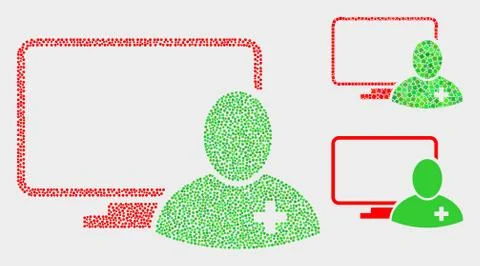 Pixel Vector Computer Doctor Icons Stock Illustration