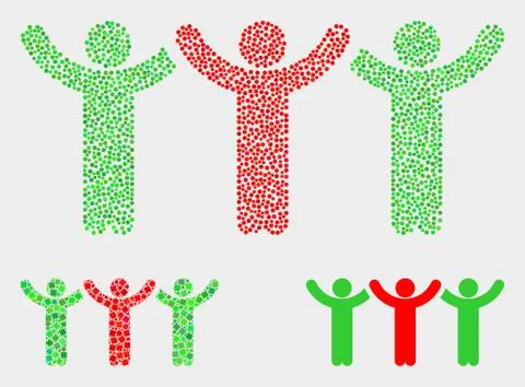 Pixel Vector Dancing People Icons 스톡 일러스트