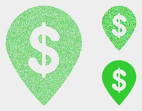 Pixel Vector Dollar Map Marker Icons Stock Illustration