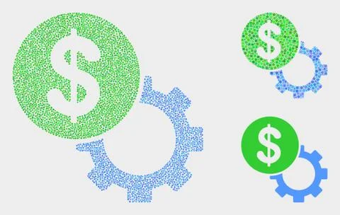 Pixel Vector Dollar Setup Gear Icons Stock Illustration
