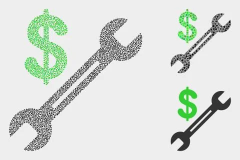 Pixel Vector Dollar Wrench Icons Illustrazione stock