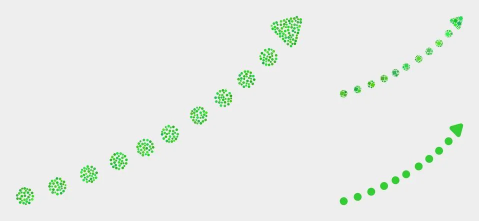 Pixel Vector Dotted up Trend Arrow Icons 스톡 일러스트